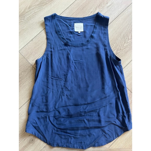 Chaser Silk Blend Tank Top Sleeveless Blue Crew Neck Summer Women's - Picture 1 of 4